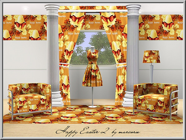 Sims 3 — Happy Easter 2_marcorse by marcorse — Themed pattern: Easter egg with bow and flowers.