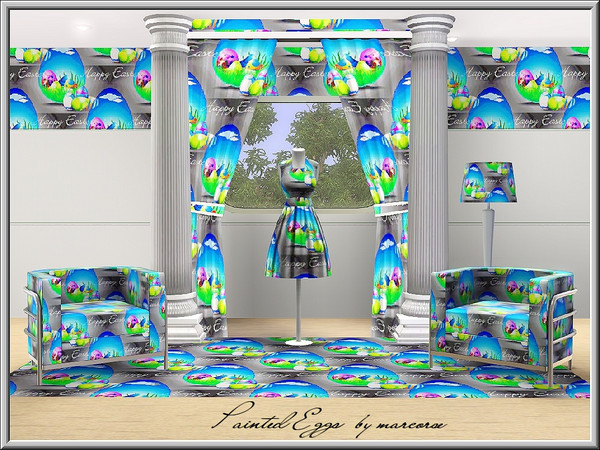 Sims 3 — Painted Eggs_marcorse by marcorse — Themed pattern - pretty collection of painted Easter eggs, large and small.