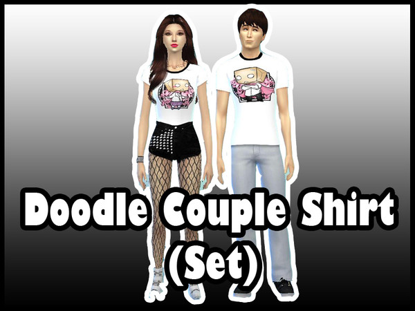 Sims 4 — Doodle Couple Shirt Set by ShirtCustomizer — Hi Loves! I know your Sims have Love ones too, so I decided to make