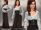 Sims 4 — Medieval Dress Leather Maiden by Bereth2 — Recolor of a Medieval style dress. In 4 Variations. Seen in the