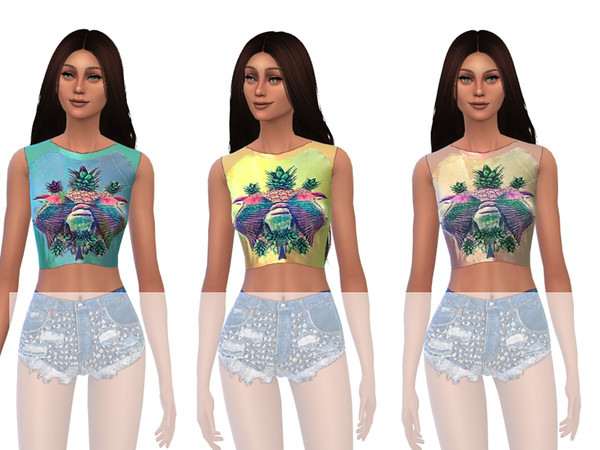 Sims 4 — ShakeProductions 19-1 by ShakeProductions — Colorful top with print - 3 colors