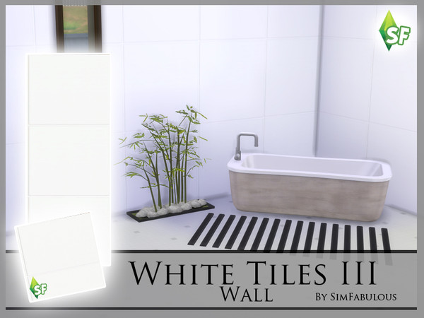 Sims 4 — White Tiles III by SimFabulous2 — This wall is a part of the White Tiles wall set. It has two recolors white and