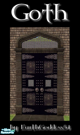 Sims 2 — Goth Build Set - 2-story Door by EarthGoddess54 — A black recolor of the 2-story Maxis door, with rusted silver