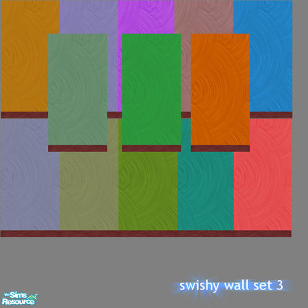 Sims 2 — Swishy Wall Set 3 by simmyfan2852 — The sequel set to the Swishy Wall Sets 1 and 2. Contains 13 walls in a