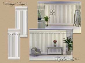Sims 4 — Vintage Striped Walls by Guardgian2 — A standalone grey striped wall in 2 versions, with or without carved