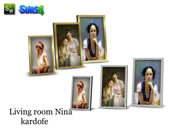 Sims 4 — kardofe_Lliving room Nina_frames by kardofe — Set of three small frames