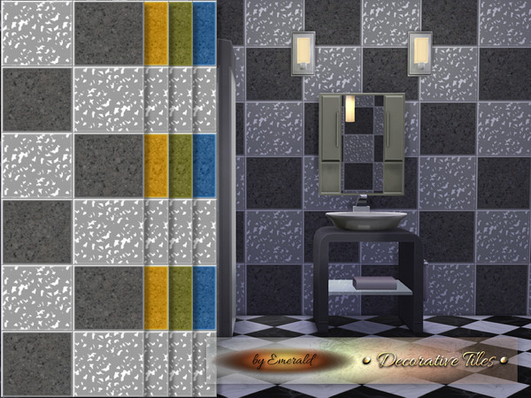 Sims 4 — Decorative Tiles  by Emerald — Give a different look to your walls with these decorative shiny tiles !