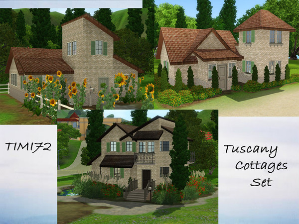 Sims 3 — Tuscany Cottages Set by timi722 — Small cottages in tuscan style. Created for a mediterranean world. NO CC!