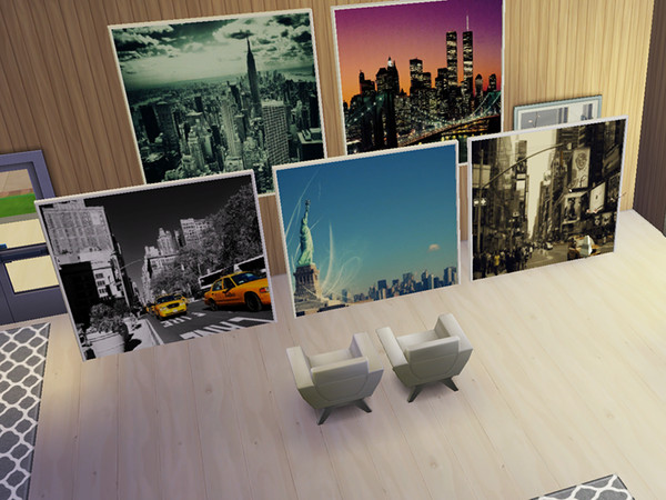 Sims 4 — New York Skyline Digital Artwork Set by twosister422 — New York Skyline Digital Artwork Set. This set of 5 New