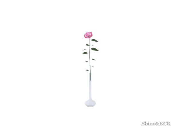Sims 4 — Bathroom Clive - Vase with Rose by ShinoKCR — single Rose in a small glass vase