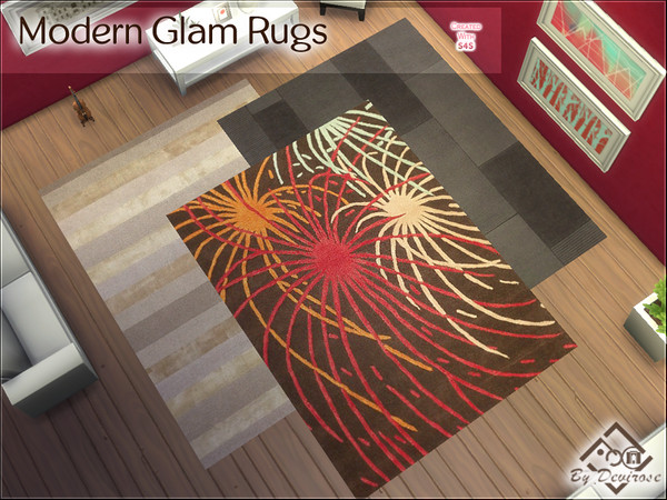 Sims 4 — Modern Glam Rugs by Devirose — A small set of three modern carpets, ideal for modern rooms, rectangular