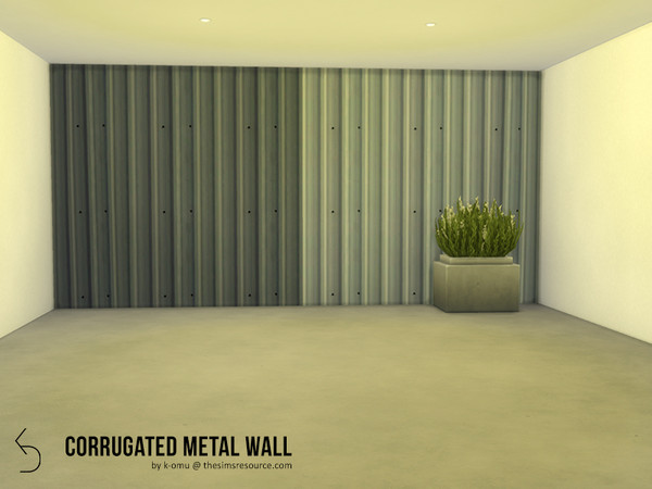 Sims 4 — Corrugated Metal Wall by k-omu2 — An industrial finish for your modern house. These walls come in two shades, a