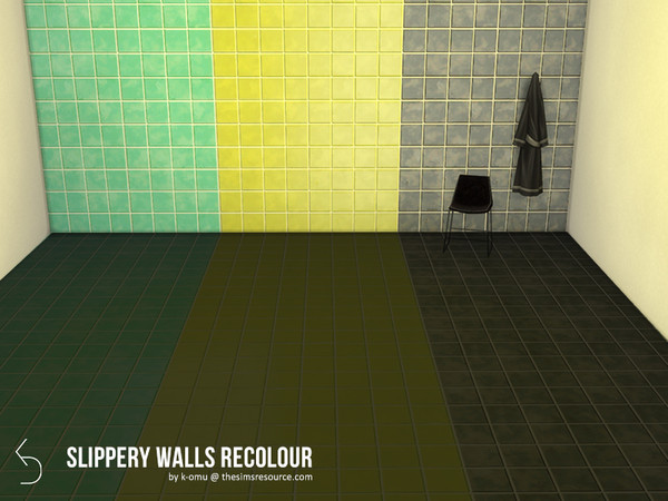 Sims 4 — Slippery Walls tile recolor by k-omu2 — The Slippery Walls tile from maxis, in three new shades.