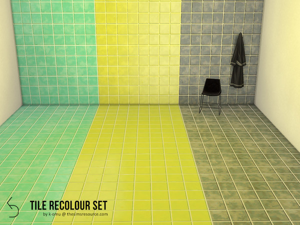 Sims 4 — Modern Tile recolors by k-omu2 — The Acceptable Floor Tile and Slippery Walls from maxis, in three brand new
