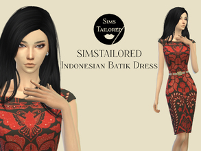 Sims 4 — [SIMSTAILORED] Indonesian Batik Dress by Simstailored — Indonesian Batik Formal Dress with belt. perfect for