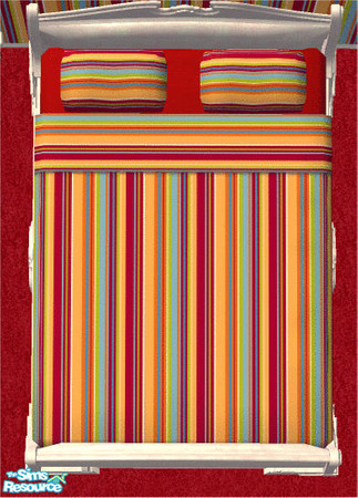 Sims 2 — Orange Stripes Bedroom Bedding by frillyfilly — Orange Stripe Bedding