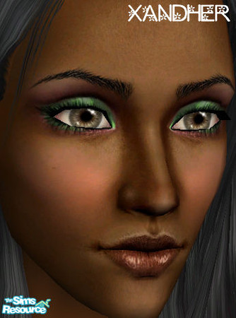 Sims 2 — Lush Eyeshadow - Clubhop by Xandher — This is a softly blended, intense viridian and wine eyeshadow that looks