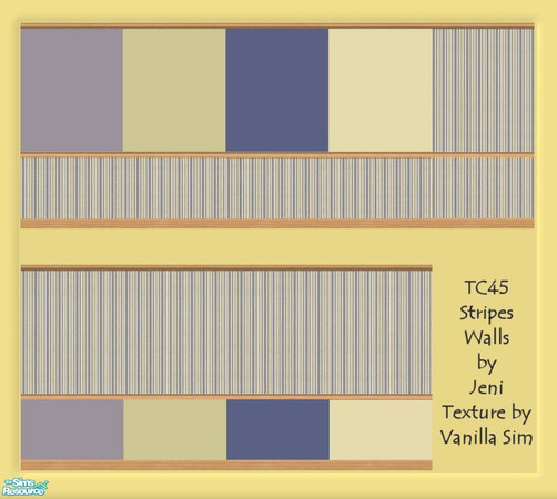Sims 2 — TC45 Stripes by jeni — Walls created from Texture Challenge 45, textures by Vanilla Sim. This set uses the blue