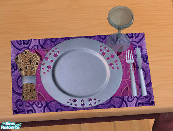 Sims 2 — Use-able Formal Place-setting -RC 2 by Simaddict99 — Cool purple teamed with silvery blue.