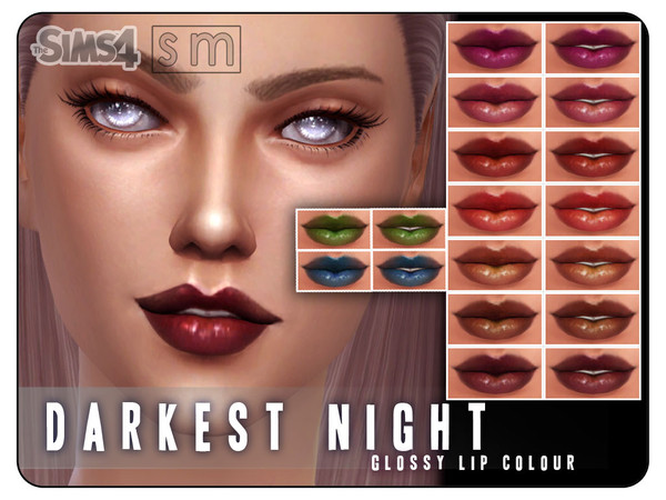 Sims 4 — [ Darkest Night ] - Glossy Lip Colour by Screaming_Mustard — Here is a set of gothic and highly pigmented lip