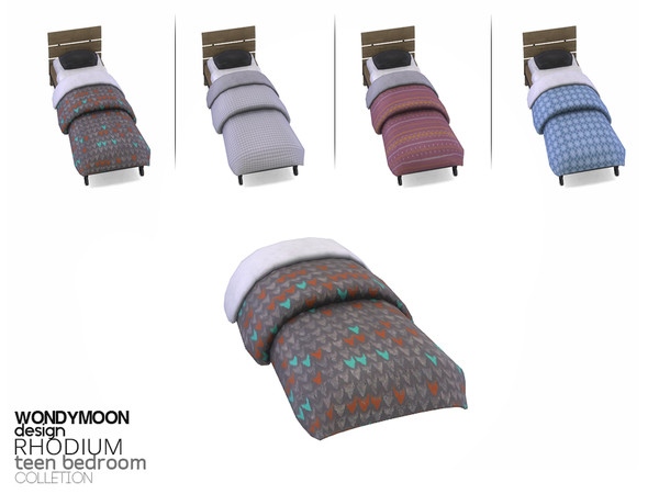 Sims 4 — Rhodium Bed Blanket (Single) by wondymoon — - Rhodium Teen Bedroom - Bed Blanket (Single) - Wondymoon|TSR -