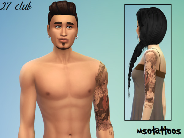 Sims 4 — 27 club Half Sleeve Tattoo - Male & Female by luvjake_ — Members of the 27 club: Robert Johnson Brian Jones