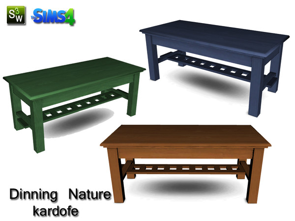 Sims 4 — kardofe_Dinning room Nature_Table by kardofe — Mesa de comedor en madera natural, tres texturas diferentes