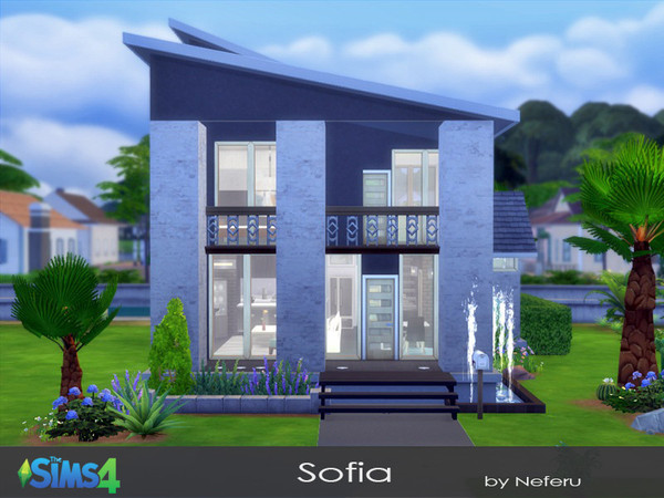 Sims 4 — Sofia by Neferu2 — Modern home with lovely garden.Designed for single or a couple without children. Main floor: