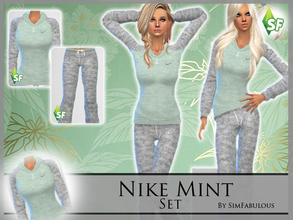 Sims 4 — Nike mint hoodie and pants by SimFabulous2 — This set consists of 2 parts, both with only one recolor. You can