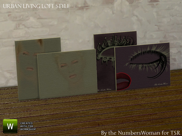 Sims 4 — Loft Living Canvas Floor Pictures by TheNumbersWoman — True Urban second hand loft style.The NumbersWoman at