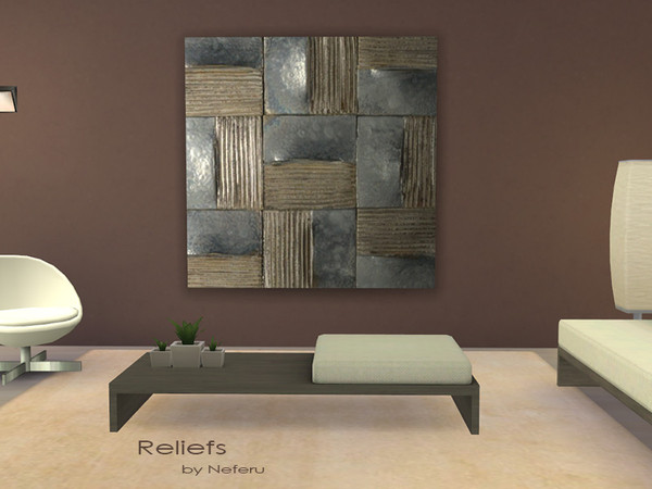 Sims 4 — Reliefs by Neferu2 — Modern and decorative paintings_3 variations