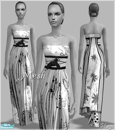 Sims 2 — Various Runway Outfits - Mesh Siluettasims Afhighwaitedgown by Siluetta — Bump map enabled.