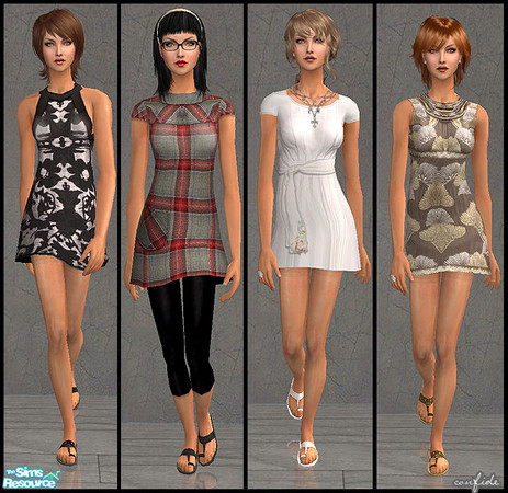 Sims 2 — Shades by confide — Four outfits and one new mesh included.