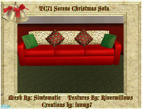 Sims 2 — TC71 Serene Christmas Living Room - Sofa by luvmy7 — A set I recolored using Riverwillows textures &