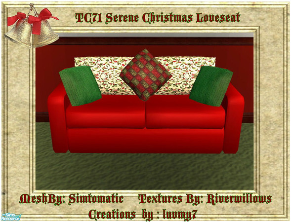 Sims 2 — TC71 Serene Christmas Living Room - Loveseat by luvmy7 — A set I recolored using Riverwillows textures &