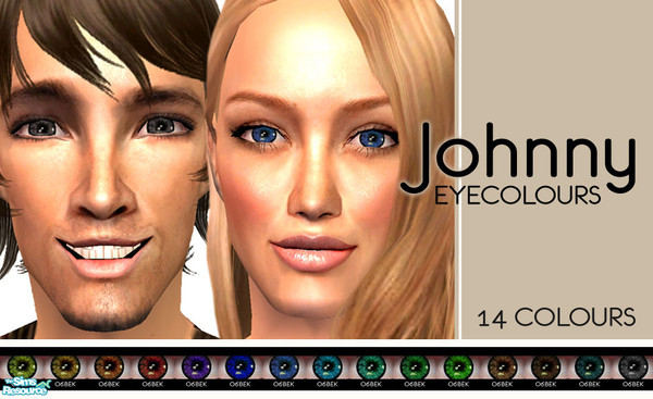 Sims 2 — Johnny Eyes by 06bek — Johnny Eyes is a 2 part set of eyecolours. This part contains 15 eyecolours that match
