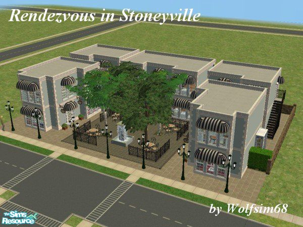 Sims 2 — Rendezvous in Stoneyville by Wolfsim68 — This lovely shopping centre is the perfect place to meet up with that