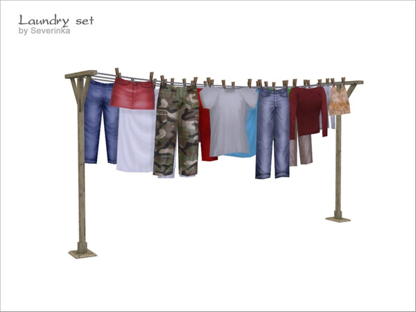 Sims 4 — Ropes with clothes by Severinka_ — Ropes with clothes, a set of Laundry 1 color
