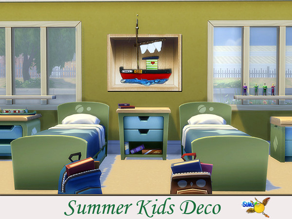 Sims 4 — evi Summer Kids Deco 1 by evi — One of six wooden summer wall decorations for kids