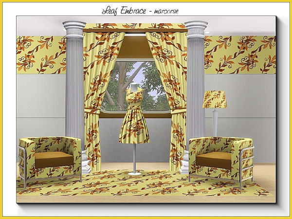 Sims 3 — Leaf Embrace_marcorse by marcorse — Abstract pattern: diagonal design of entwined leaves in shades of brown