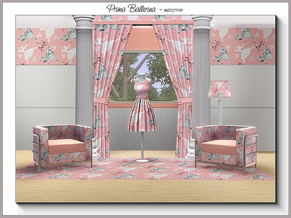 Sims 3 — Prima Ballerina_marcorse by marcorse — Fabric pattern: a ballerina in action on pink