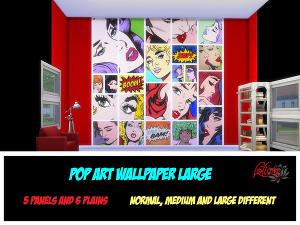 Sims 4 — Pop Art Wallpaper by LoliamSims — This collection of color wallpaper is inspired by Pop Art artists. It consists