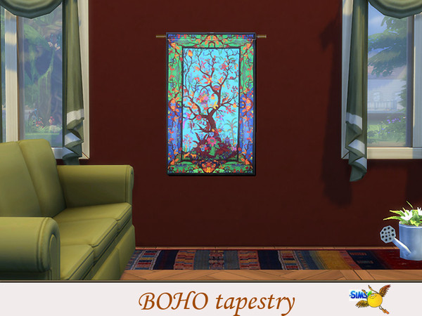 Sims 4 — evi Boho Tapestry 5 by evi — Part of a set of textile bohemian wall art