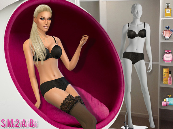 Sims 4 — 48 - Black lingerie set by sims2fanbg — .:48 - Black lingerie set:. Female bra and bikini in 1 different color.