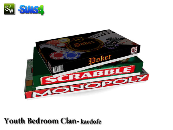 Sims 4 — kardofe_Youth Bedroom Clan_Boxes Games by kardofe — Boxes with games