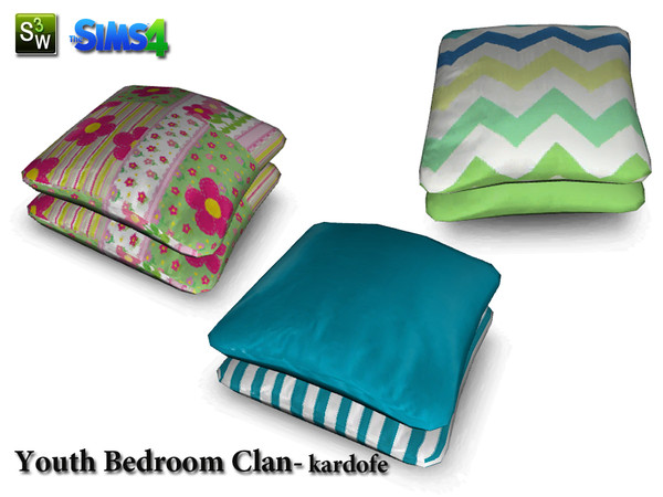 Sims 4 — kardofe_Youth Bedroom Clan_piled cushions by kardofe — Cushions stacked to put down