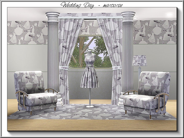 Sims 3 — Wedding Day_marcorse by marcorse — Fabric pattern - elements of a weding day in muted shades. Not intended to