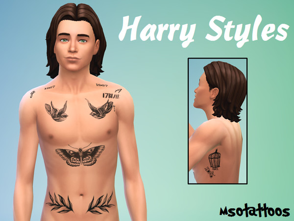 Sims 4 — Harry Styles' Chest Tattoos by luvjake_ — For males only, it matches all skintones! 