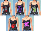 Sims 4 — Gothic Tops by Anubisekster — 5 Black tops with different gothic / emo prints.