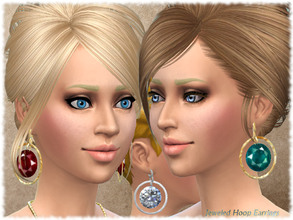 Sims 4 — Jeweled  Hoop Earrings by alin2 — This is a set of Maxi Hoop Earrings with a Precious Stone. Comes in worked